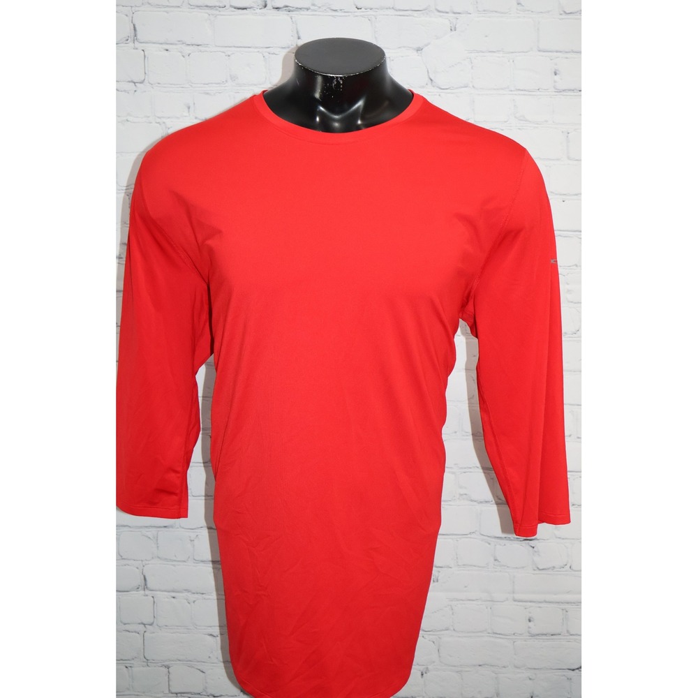 Under Armour Shirt Mens Size 2XL Fitted Red 3/4 Sleeve HeatGear Baseball Gym Tee